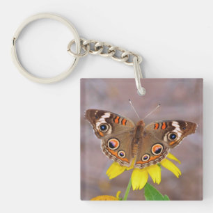 Beautiful Butterfly on Yellow Flower Key Ring