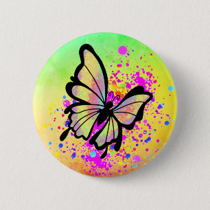 Beautiful Butterfly Paint Rainbow Splash Fun 6 Cm Round Badge