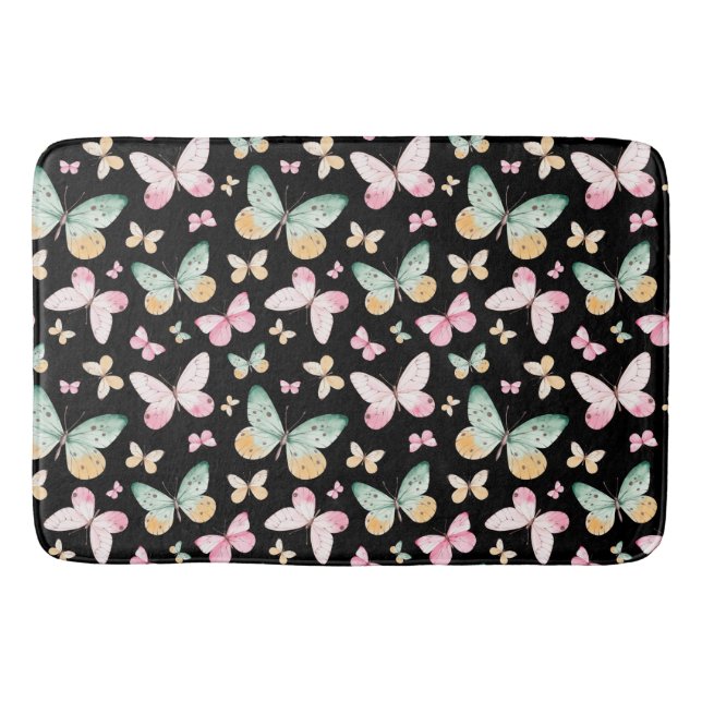 Beautiful Butterfly Pattern Bath Mat (Front)