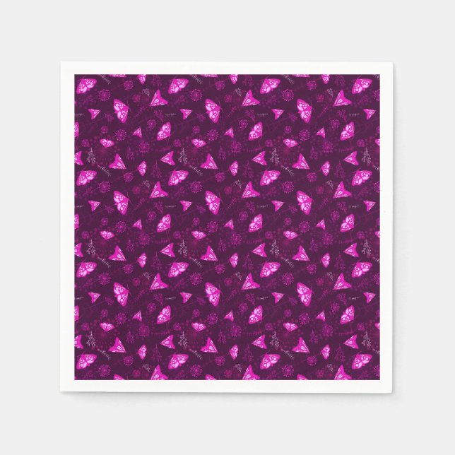 Beautiful Butterfly pattern pink Napkin (Front)