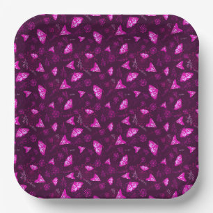 Beautiful Butterfly pattern pink Paper Plate