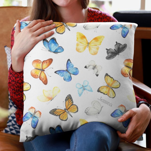 Beautiful Butterfly Pattern with Name Cotton Cushion (Creator Uploaded)