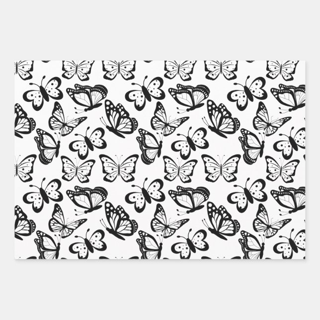 Beautiful Butterfly Pattern Wrapping Paper Sheet (Front)