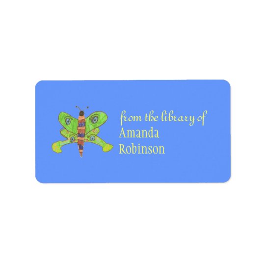 Beautiful butterfly personalised bookplate address label