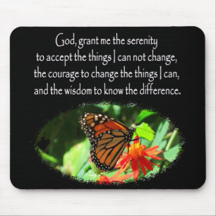 BEAUTIFUL BUTTERFLY PHOTO SERENITY PRAYER DESIGN MOUSE PAD