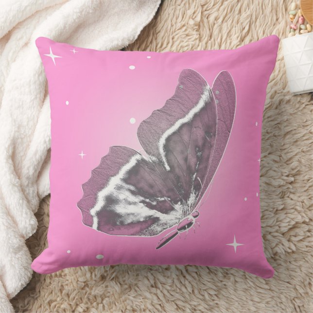 Beautiful Butterfly Pink Square Pillow (Blanket)