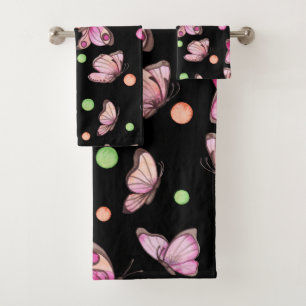 Beautiful Butterfly & Polka Dots - Bath Towel Set