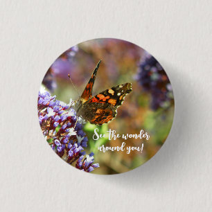 Beautiful Butterfly pollinating flowers 3 Cm Round Badge