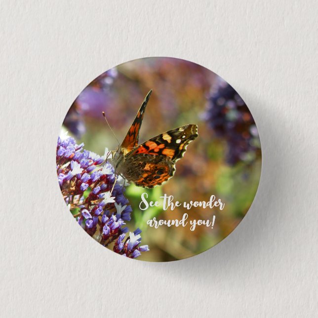 Beautiful Butterfly pollinating flowers 3 Cm Round Badge (Front)