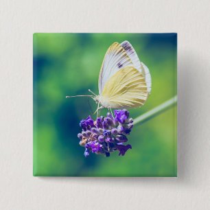 Beautiful Butterfly Purple Flower Nature Scenery 15 Cm Square Badge