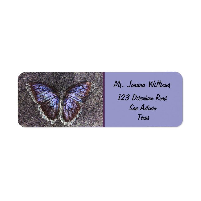 Beautiful Butterfly/Purple. Return Address Label (Front)