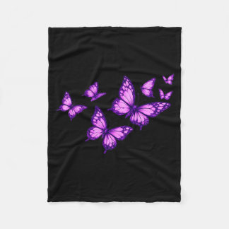 Beautiful Butterfly Purple Rose Butterfly Lovers Fleece Blanket