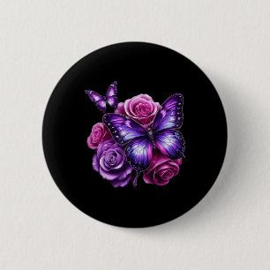 Beautiful Butterfly Purple Rose Butterfly Lovers G 6 Cm Round Badge