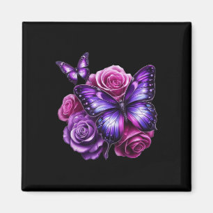 Beautiful Butterfly Purple Rose Butterfly Lovers G Magnet