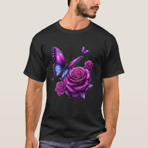 Beautiful Butterfly Purple Rose Butterfly Lovers G T-Shirt
