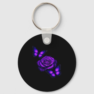 Beautiful butterfly purple rose butterfly lovers key ring