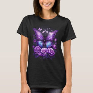Beautiful Butterfly Purple Rose Lovers Aesthetic M T-Shirt