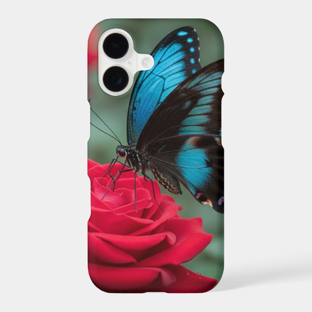 Beautiful Butterfly Red Rose - iPhone Case (Back)