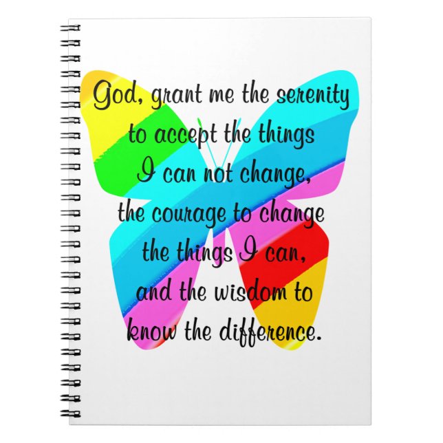 BEAUTIFUL BUTTERFLY SERENITY PRAYER DESIGN NOTEBOOK (Front)