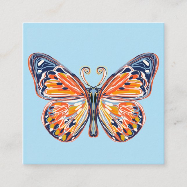 Beautiful butterfly square business card (Front)
