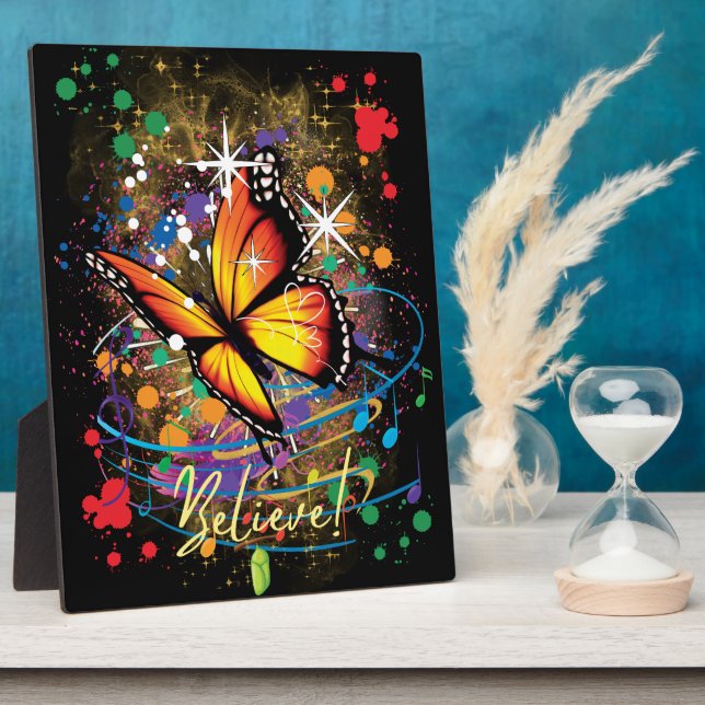 Beautiful Butterfly Tabletop Plaque with Easel (Side)