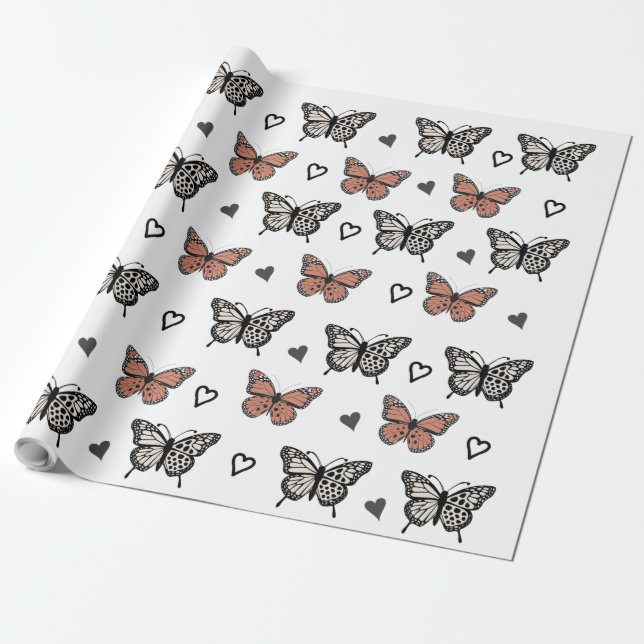 "Beautiful Butterfly-Themed Wrapping Paper.  Wrapping Paper (Unrolled)