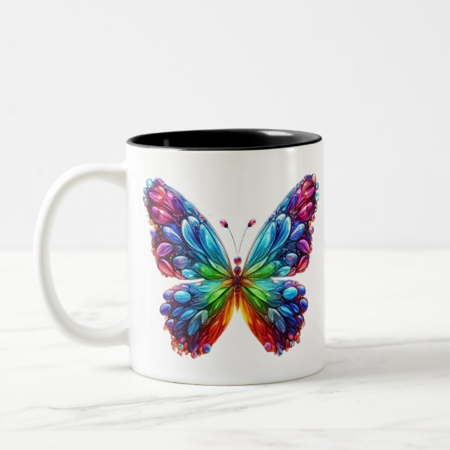 Beautiful Butterfly Two-Tone Coffee Mug (Left)