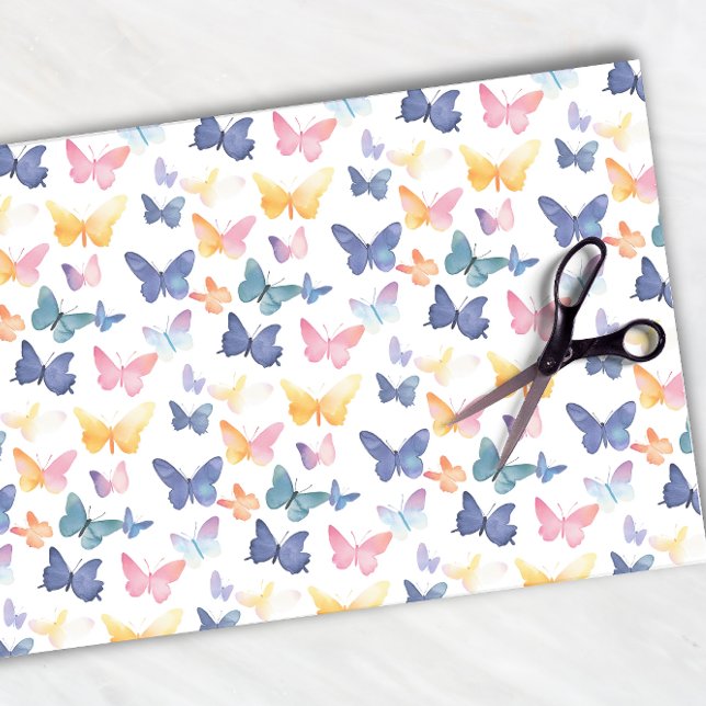 Beautiful Butterfly Watercolor Colourful Pattern Tissue Paper (Creator Uploaded)