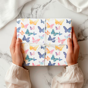 Beautiful Butterfly Watercolor Colourful Pattern Wrapping Paper