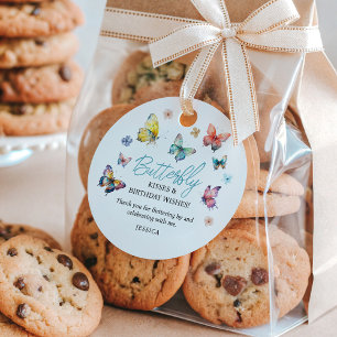 Beautiful Butterfly Watercolor Girl's Birthday Favour Tags