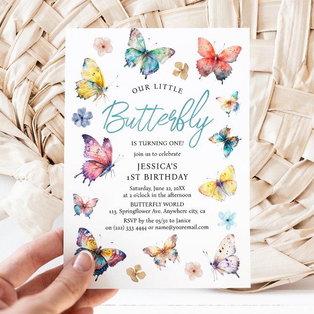 Beautiful Butterfly Watercolor Girl's Birthday Invitation (Creator Uploaded)