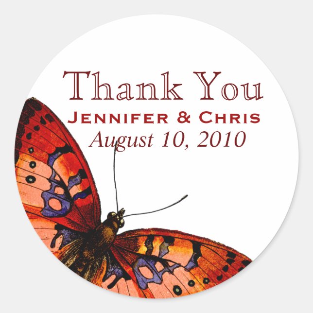 Beautiful Butterfly Wedding Stickers (Front)