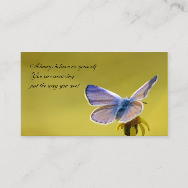 Beautiful butterfly with motivational quote busine business card (Front)