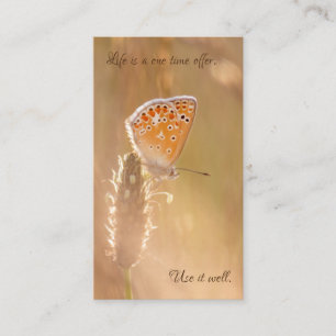 Beautiful butterfly with motivational quote busine business card
