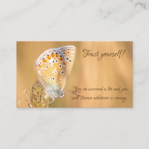 Beautiful butterfly with motivational quote busine business card
