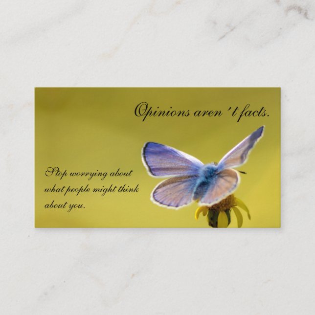 Beautiful butterfly with motivational quote business card (Front)