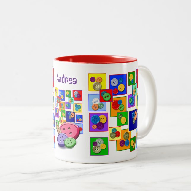 Beautiful Buttons Two-Tone Coffee Mug (Front Right)