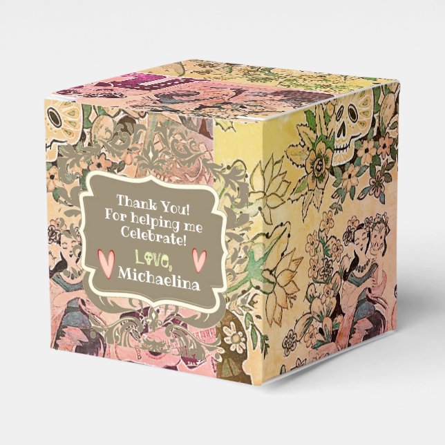 Beautiful cactus and skulls Spanish Mexican Fiesta Favour Box (Front Side)