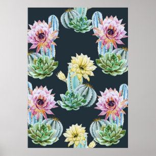 Beautiful Cactus Pattern Poster