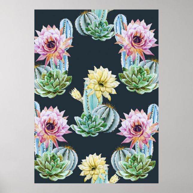 Beautiful Cactus Pattern Poster (Front)