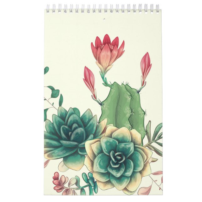 Beautiful Cactus With Flower Calendar (Cover)