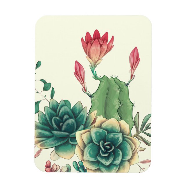 Beautiful Cactus With Flower Magnet (Vertical)