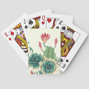 Beautiful Cactus With Flower Playing Cards