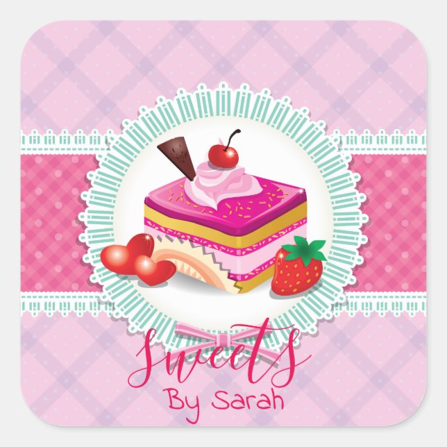Beautiful Cake bakery Pink Sticker (Front)