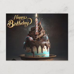 Beautiful Cake Happy Birthday Gifts Love Postcard