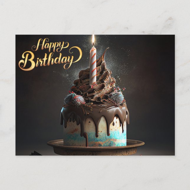 Beautiful Cake Happy Birthday Gifts Love Postcard (Front)