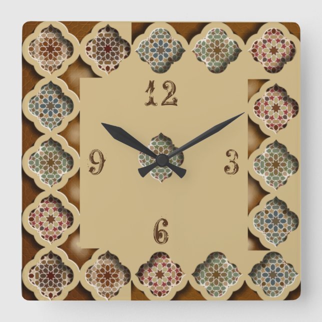 Beautiful caligraphy square wall clock (Front)