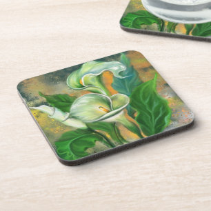 Beautiful Calla Lily Flower - Migned Art Drawing Coaster