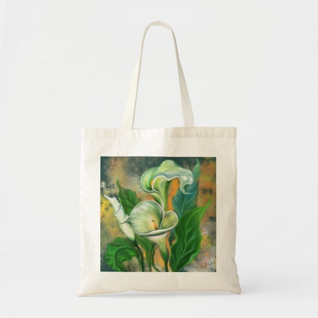 Beautiful Calla Lily Flower Tote Bag Painting (Front)