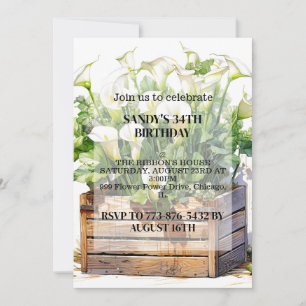 Beautiful Calla Lily Flowers Birthday Party Invitation